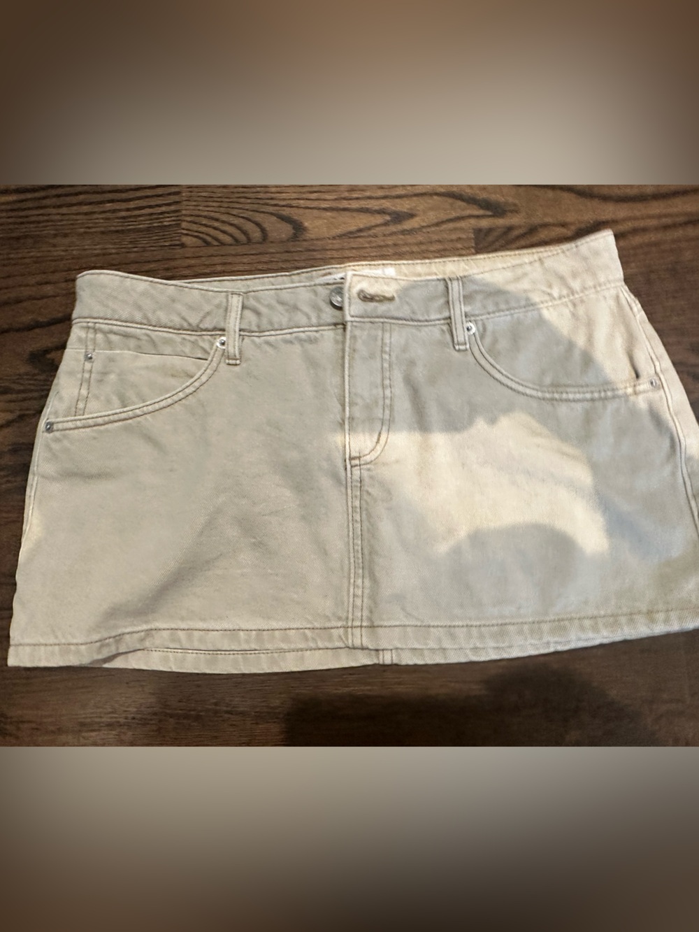 Garage Cream Denim Mini Skirt-Style Shorts